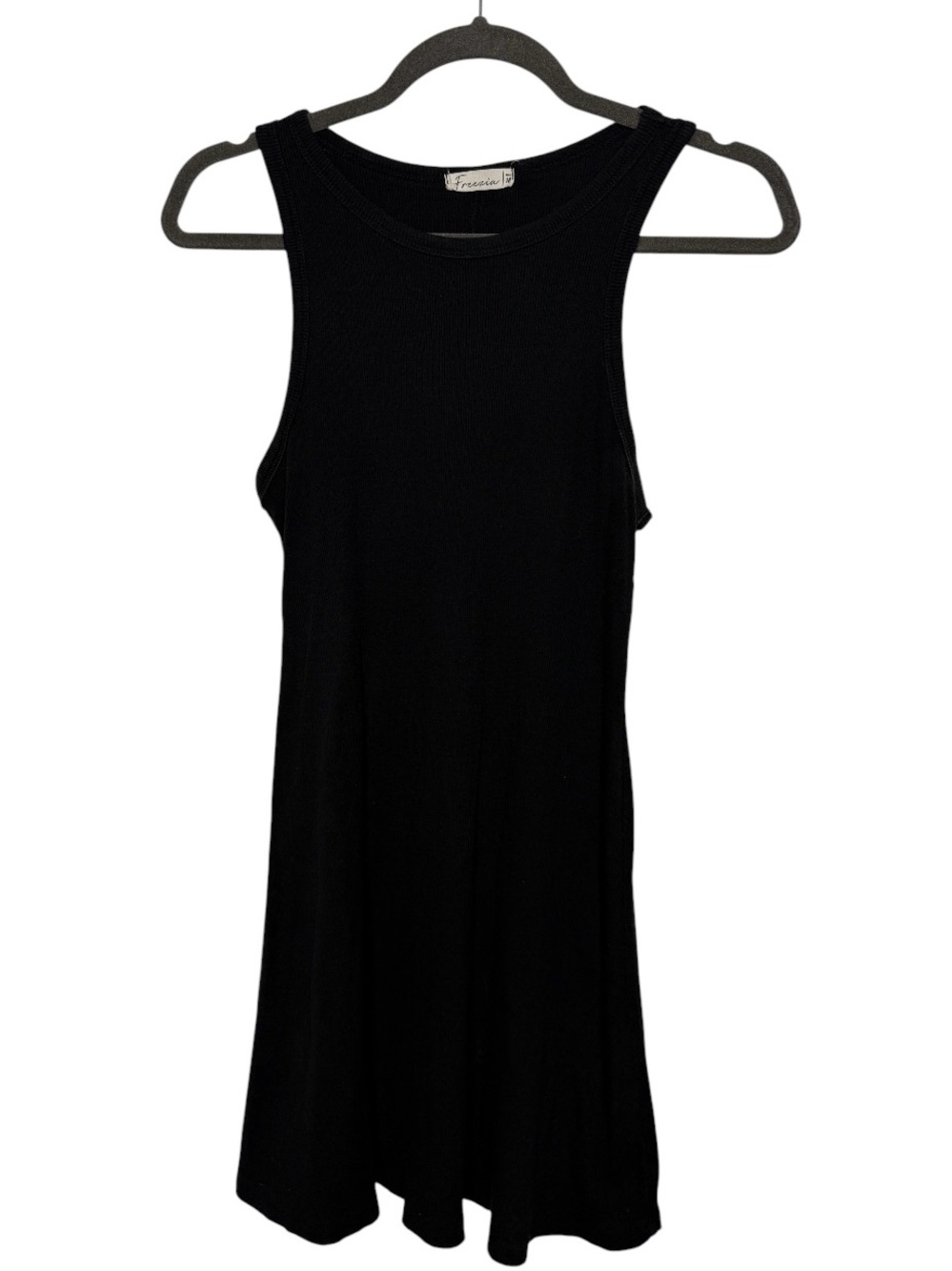 Black Ribbed Sleeveless Mini Dress